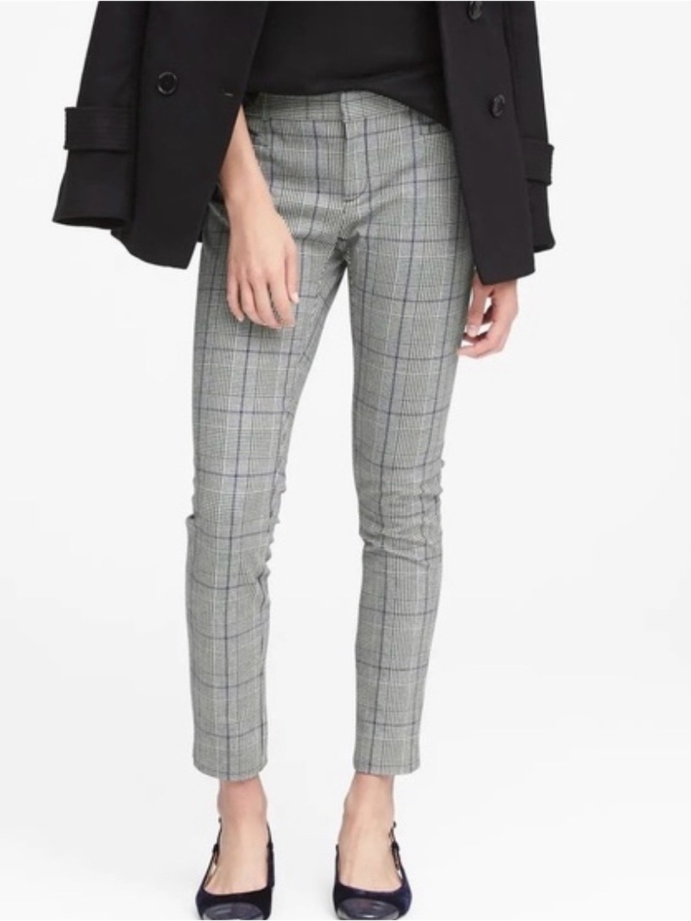Banana Republic Sloan pants Gray plaid Size 2 Preppy Office Ankle pants Work